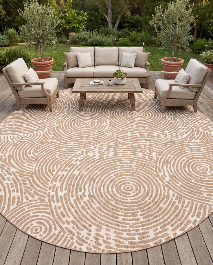 Detail image of 12' x 12' Easy-Clean Modern Indoor / Outdoor Round Rug