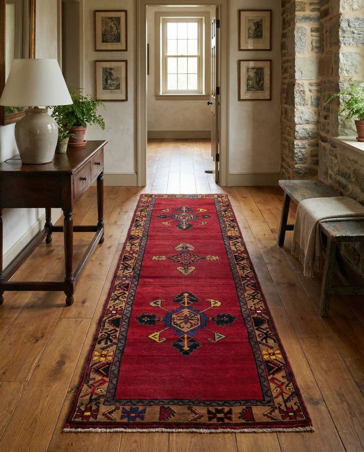Detail image of 3' 7 x 12' Hand Knotted Anatolian Oriental Wool Runner Rug