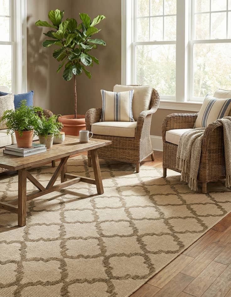 Detail image of  8' x 11' 4  Washable Lattice Indoor / Outdoor Rug