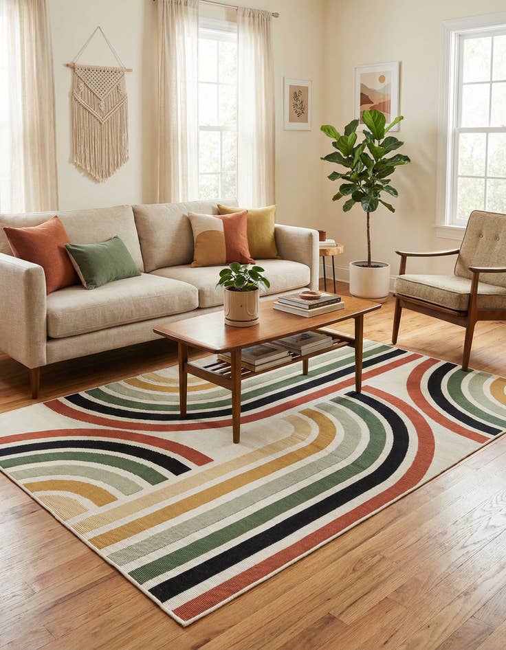 Detail image of 4' x 6'  Washable Modern Indoor / Outdoor Rug