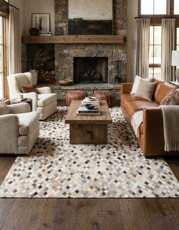 6' 7 x 9' 11 Cowhide Stocks Rug