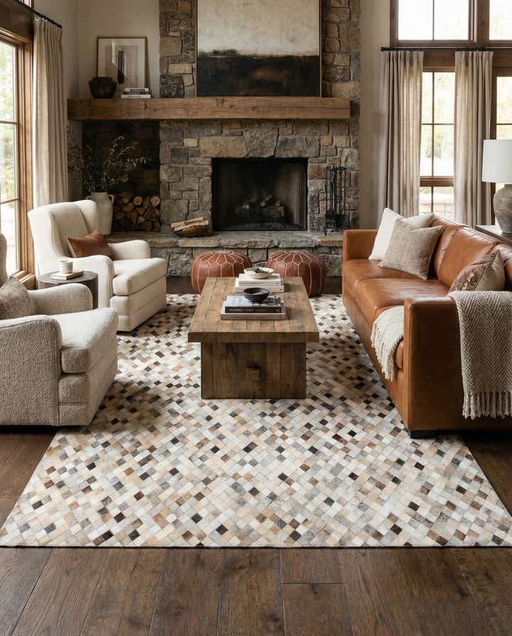 6' 7 x 9' 11 Cowhide Stocks Rug