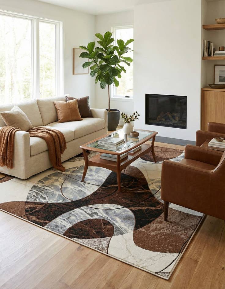 Detail image of 8' x 8'  Washable Modern Indoor / Outdoor Square Rug