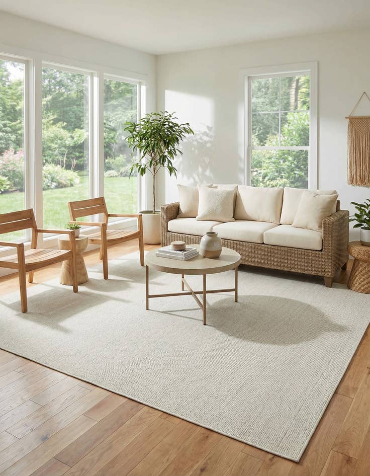 Detail image of  7' 10 x 7' 10  Washable Solid Indoor / Outdoor Square Rug