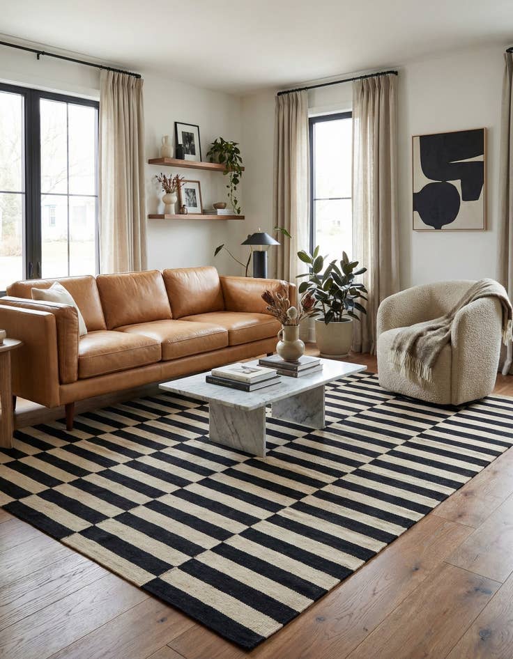 Detail image of 5' 5 x 7' 10  Hand Woven Kilim Modern Wool Rug