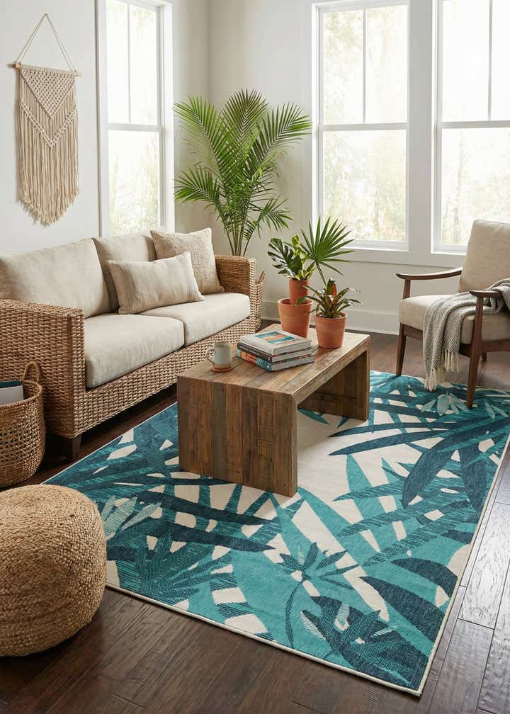 6' x 9' Easy-Clean Botanical Indoor / Outdoor Rug