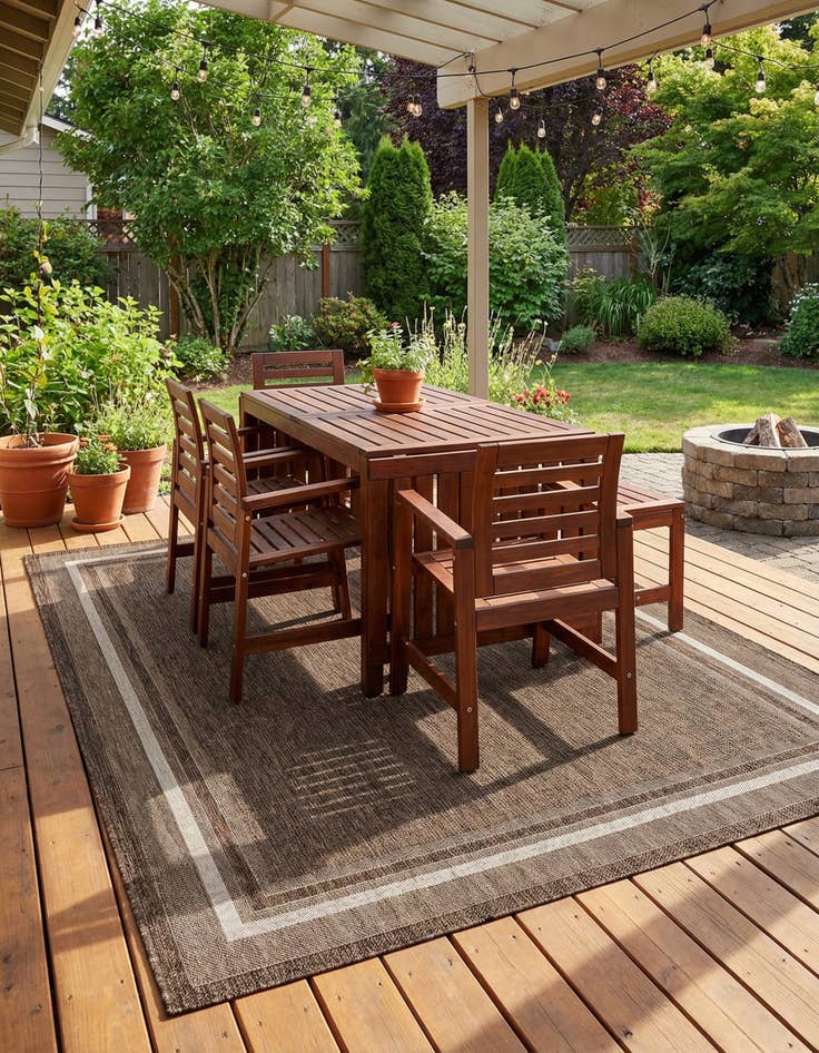 Detail image of  7' 10 x 10'  Washable Border Indoor / Outdoor Rug