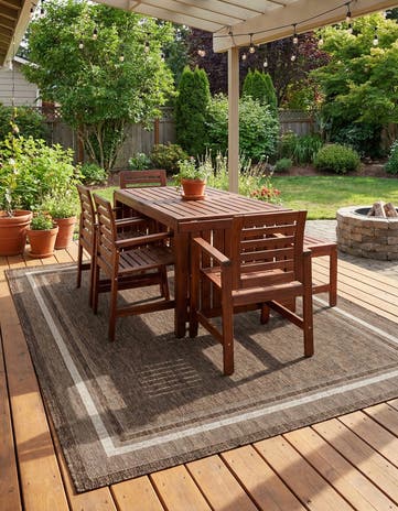 7' 10 x 10' Easy-Clean Border Indoor / Outdoor Rug