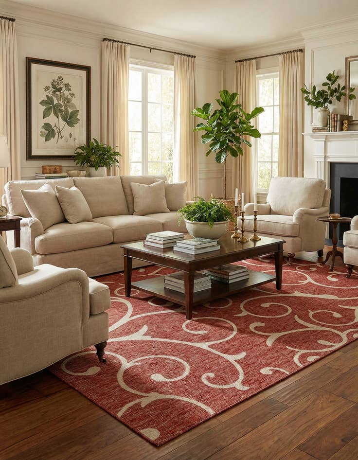 Detail image of 9' x 12'  Washable Botanical Indoor / Outdoor Rug