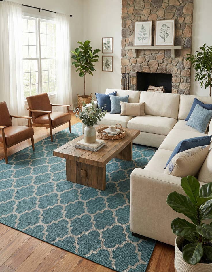 Detail image of 10' x 14'  Washable Trellis Indoor / Outdoor Rug