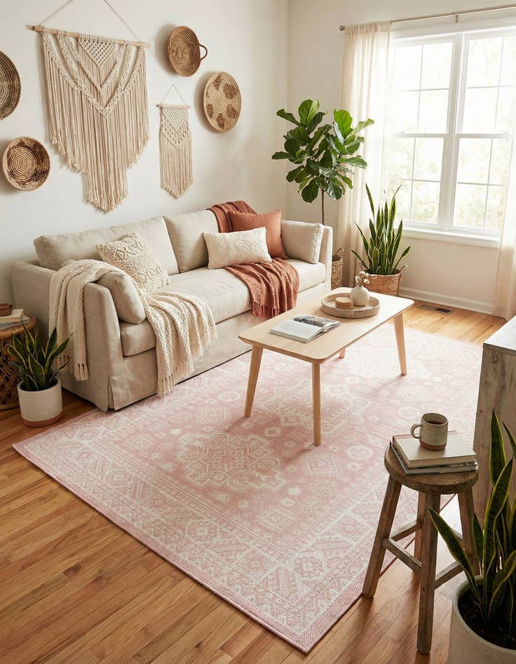 Detail image of 4' x 6'  Washable Aztec Indoor / Outdoor Rug