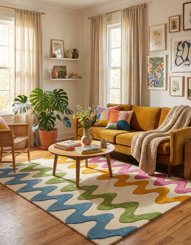 Detail image of  5' 1 x 8' Happy Rugs Wavy Wool