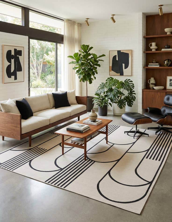 Detail image of  12' x 12'  Washable Modern Indoor / Outdoor Square Rug