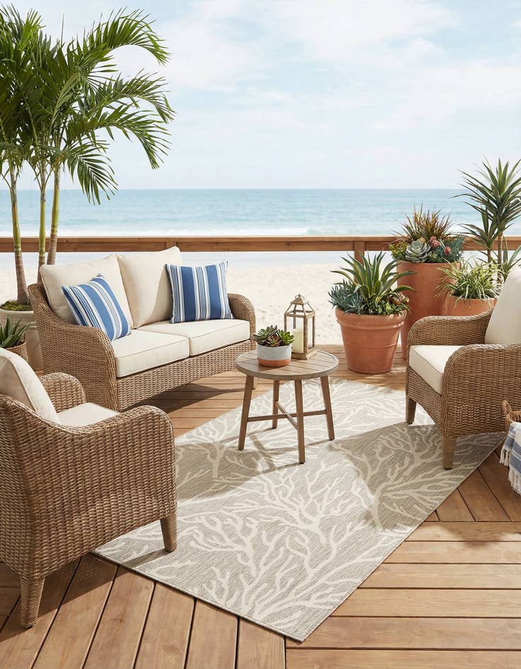 Detail image of 6' x 9'  Washable Coastal Indoor / Outdoor Rug