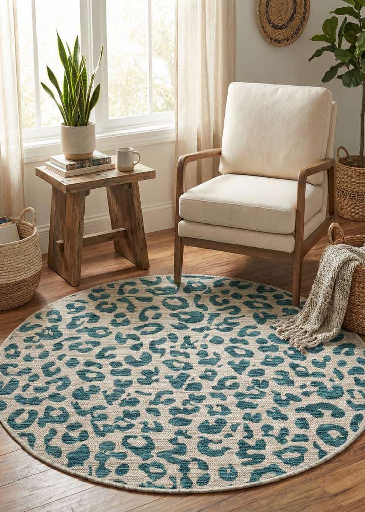 4' x 4' Easy-Clean Safari Indoor / Outdoor Round Rug
