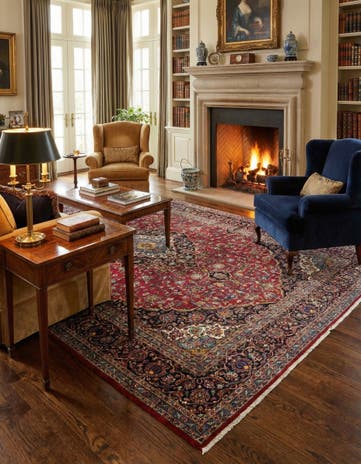 9' 8 x 13' 6 Hand Knotted Kashan Persian Wool Rug