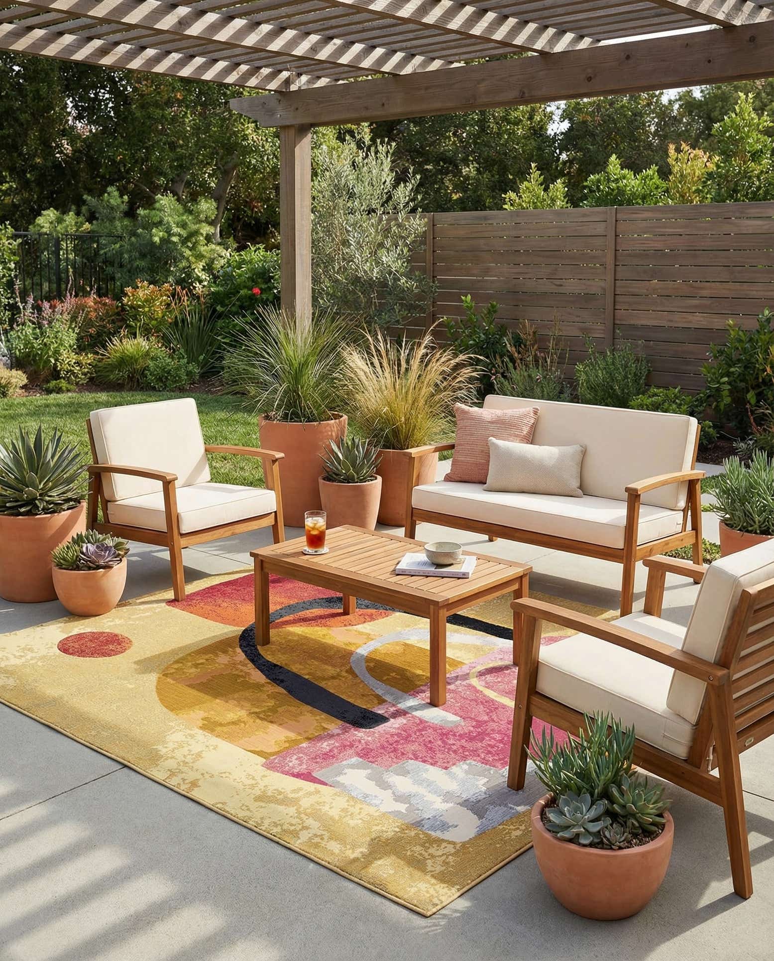 7' 10 x 7' 10 Easy-Clean Modern Indoor / Outdoor Square Rug