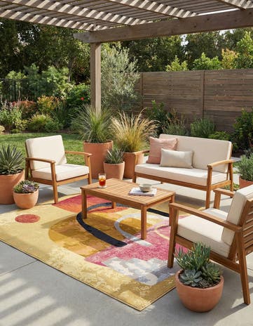 Easy-Clean Modern Indoor / Outdoor Square Rug
