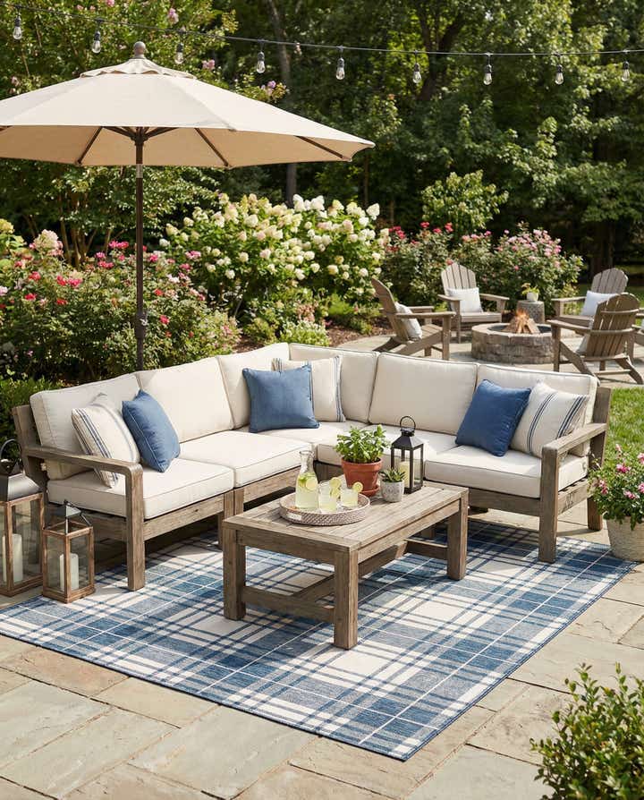 10' x 10' Easy-Clean Checkered Indoor / Outdoor Square Rug