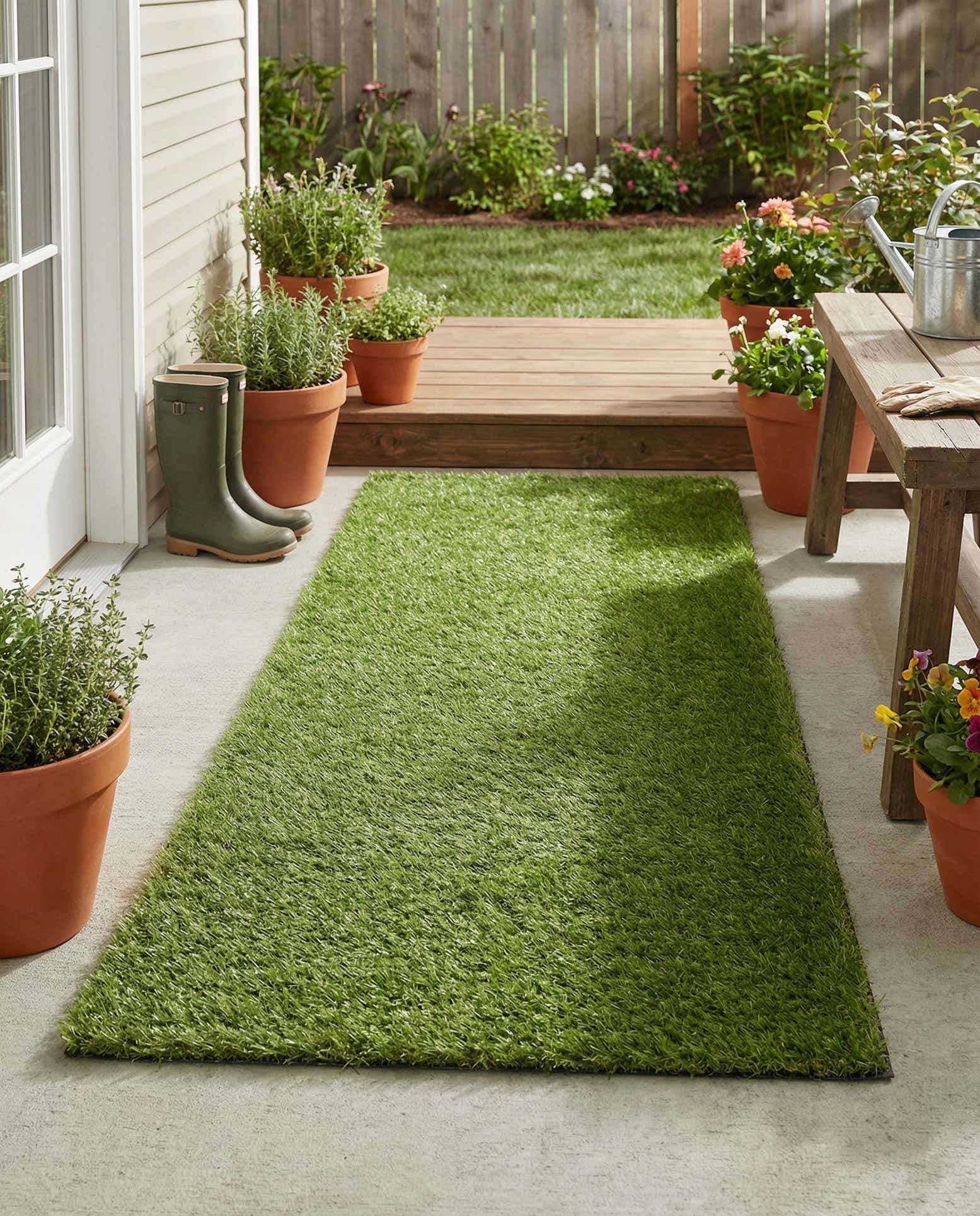 2' x 4' Easy-Clean Grass Indoor / Outdoor Runner Rug