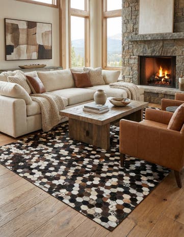 5' x 7' 10 Cowhide Leather Rug