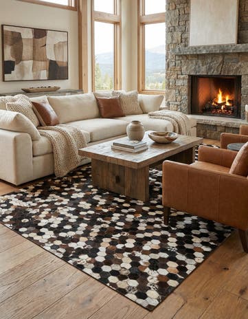 5' x 7' 10 Cowhide Leather Rug