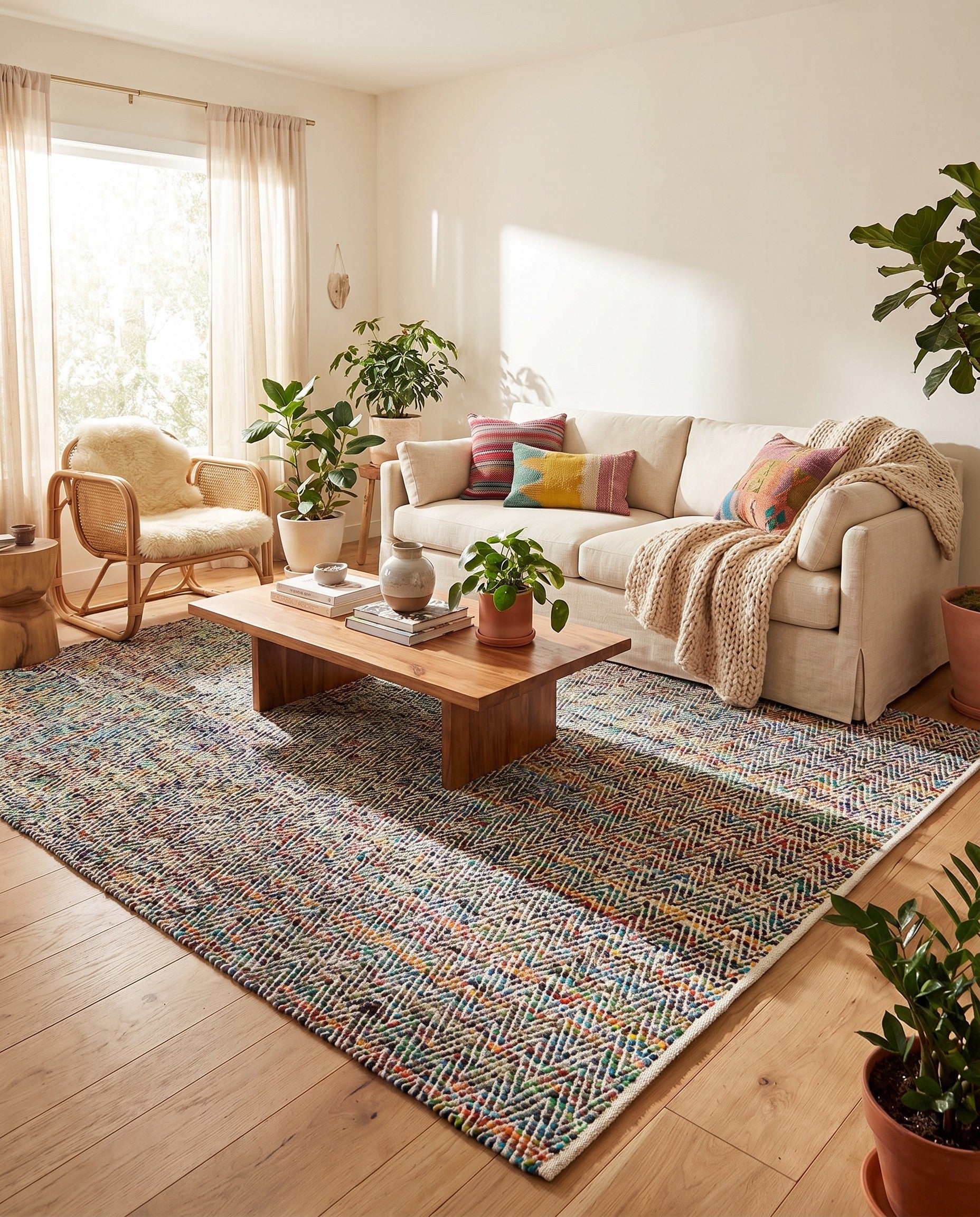 10' x 14' 1 Hand Woven Chindi Chevron Rug