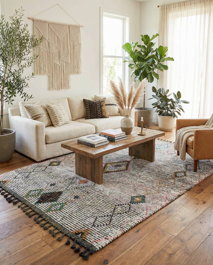 Detail image of 5' 4 x 7' 8 Hand Knotted Moroccan Wool Rug