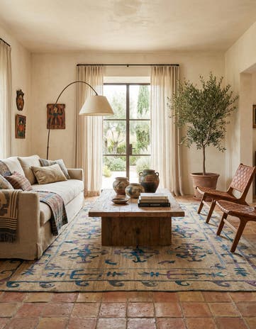 5' 8 x 7' Hand Woven Kilim Suzani Wool Rug