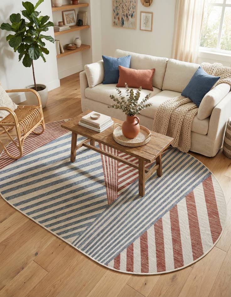 Detail image of 5' 3 x 8' Easy-Clean Jill Zarin Indoor / Outdoor Oval Rug