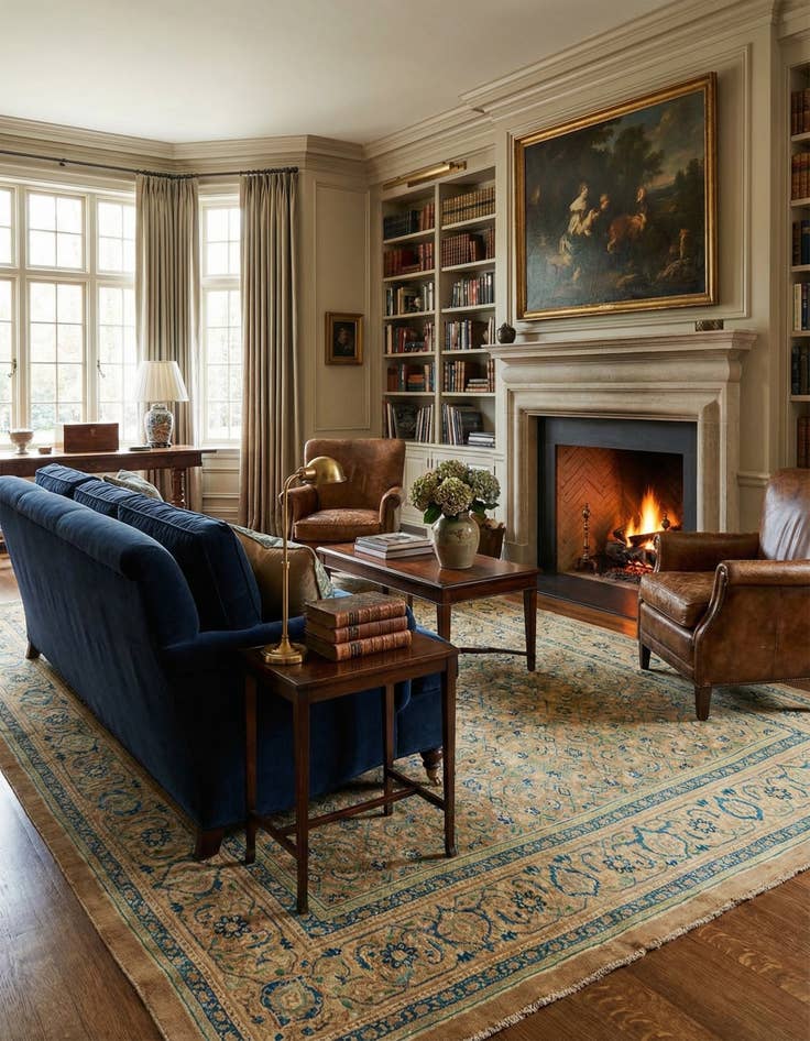 Detail image of 9' 9 x 13'  Hand Knotted Farahan Persian Wool Rug