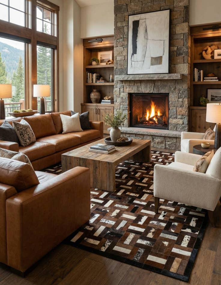 Detail image of 8' 1 x 10' 1 Cowhide - Patchwork Rug