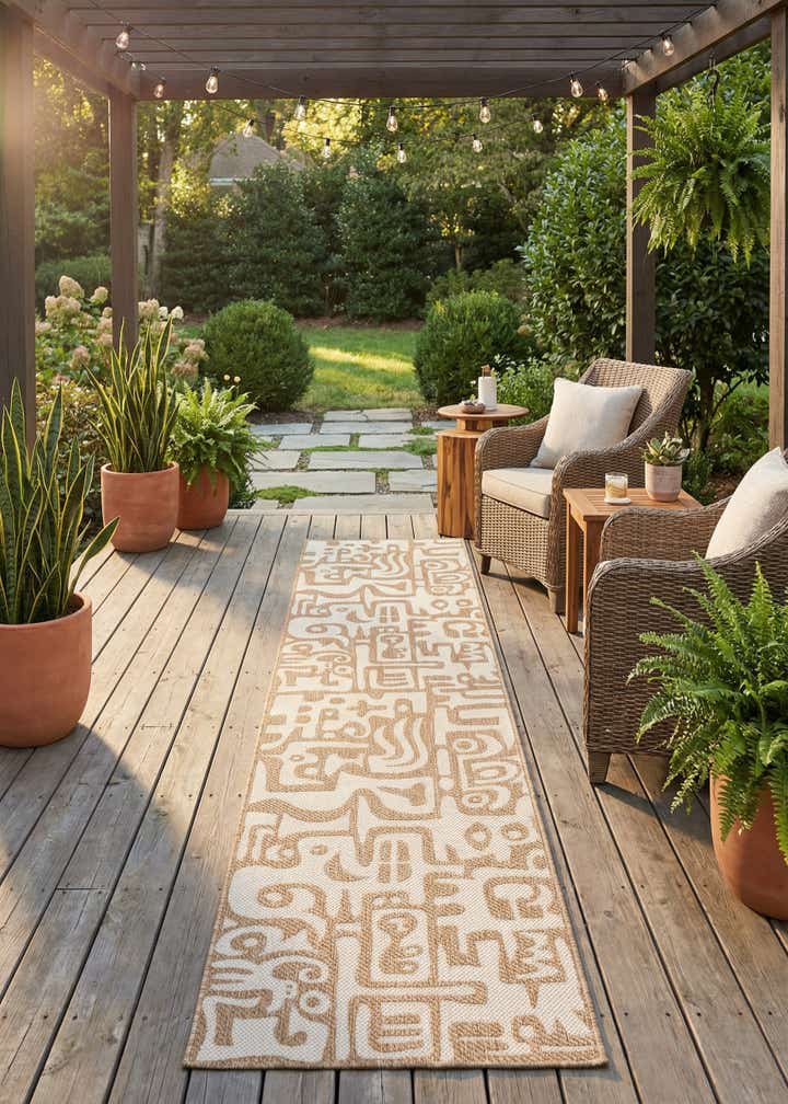2' 7 x 12' Easy-Clean Modern Indoor / Outdoor Runner Rug