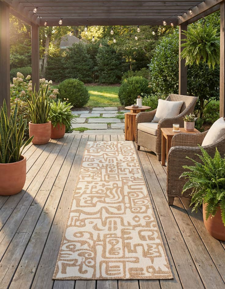 Detail image of 2' 7 x 12' Easy-Clean Modern Indoor / Outdoor Runner Rug