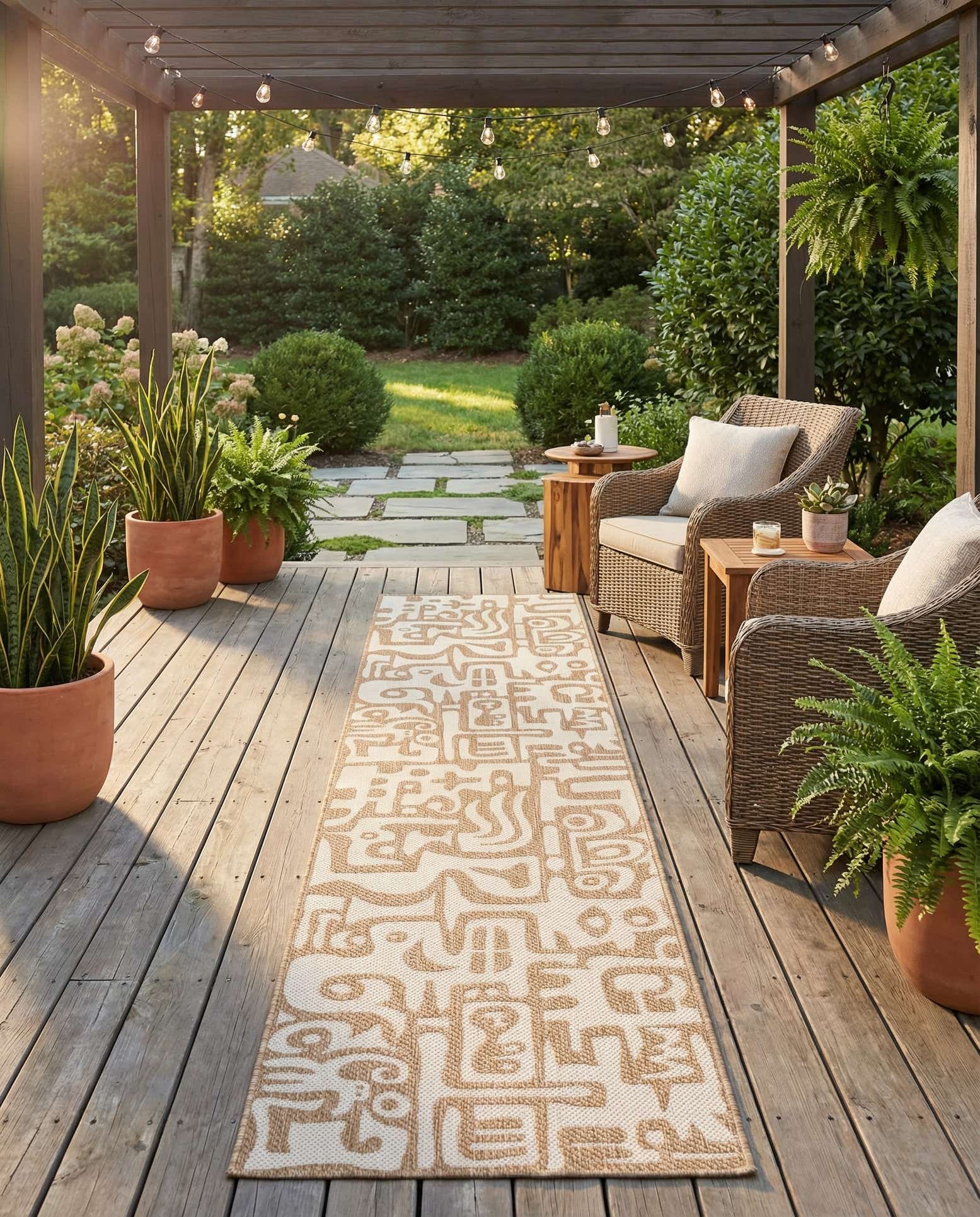 2' 7 x 12' Easy-Clean Modern Indoor / Outdoor Runner Rug