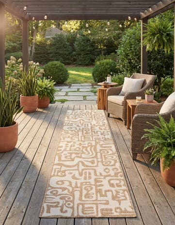 2' 7 x 12' Easy-Clean Modern Indoor / Outdoor Runner Rug