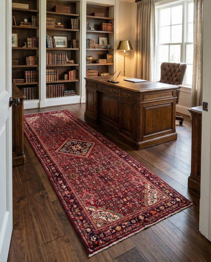 Detail image of 4' x 10' Hand Knotted Hossainabad Persian Wool Runner Rug