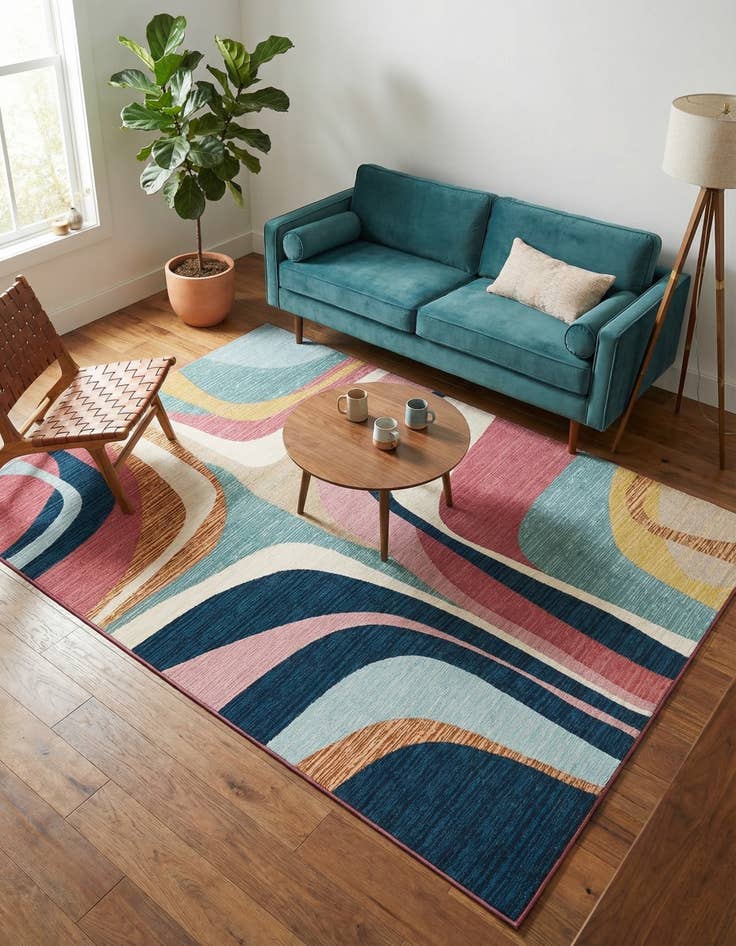 Detail image of  6' x 9'  Washable Modern Indoor / Outdoor Rug