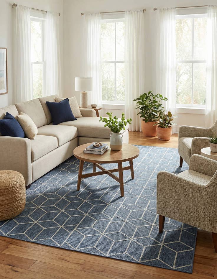 Detail image of 7' 10 x 10'  Washable Trellis Indoor / Outdoor Rug