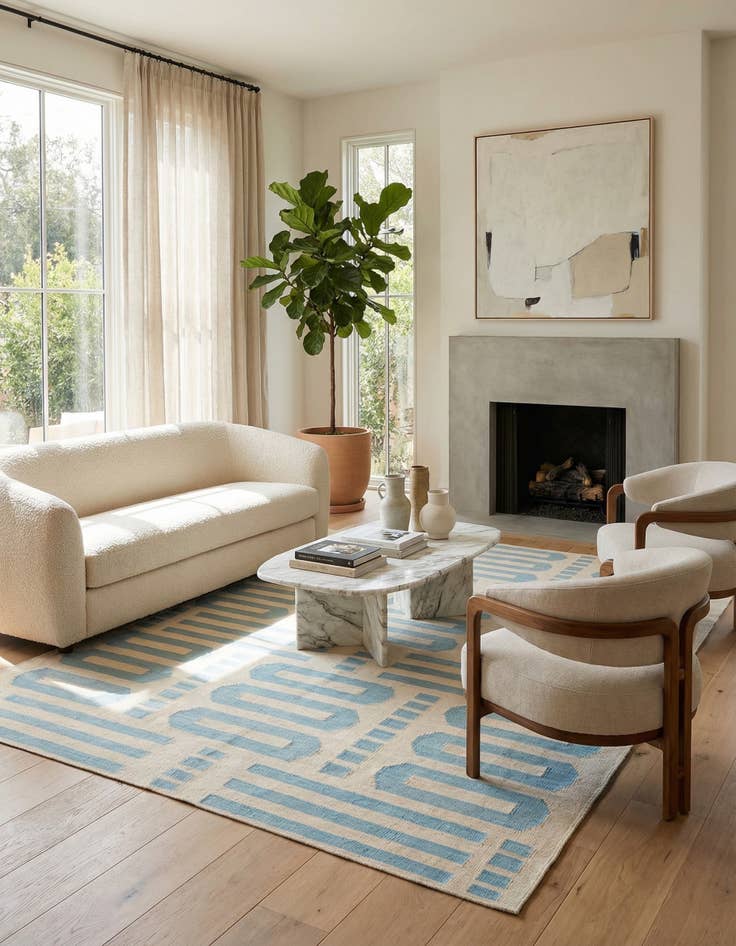 Detail image of  5' 11 x 7' 8  Hand Woven Kilim Modern Wool Rug