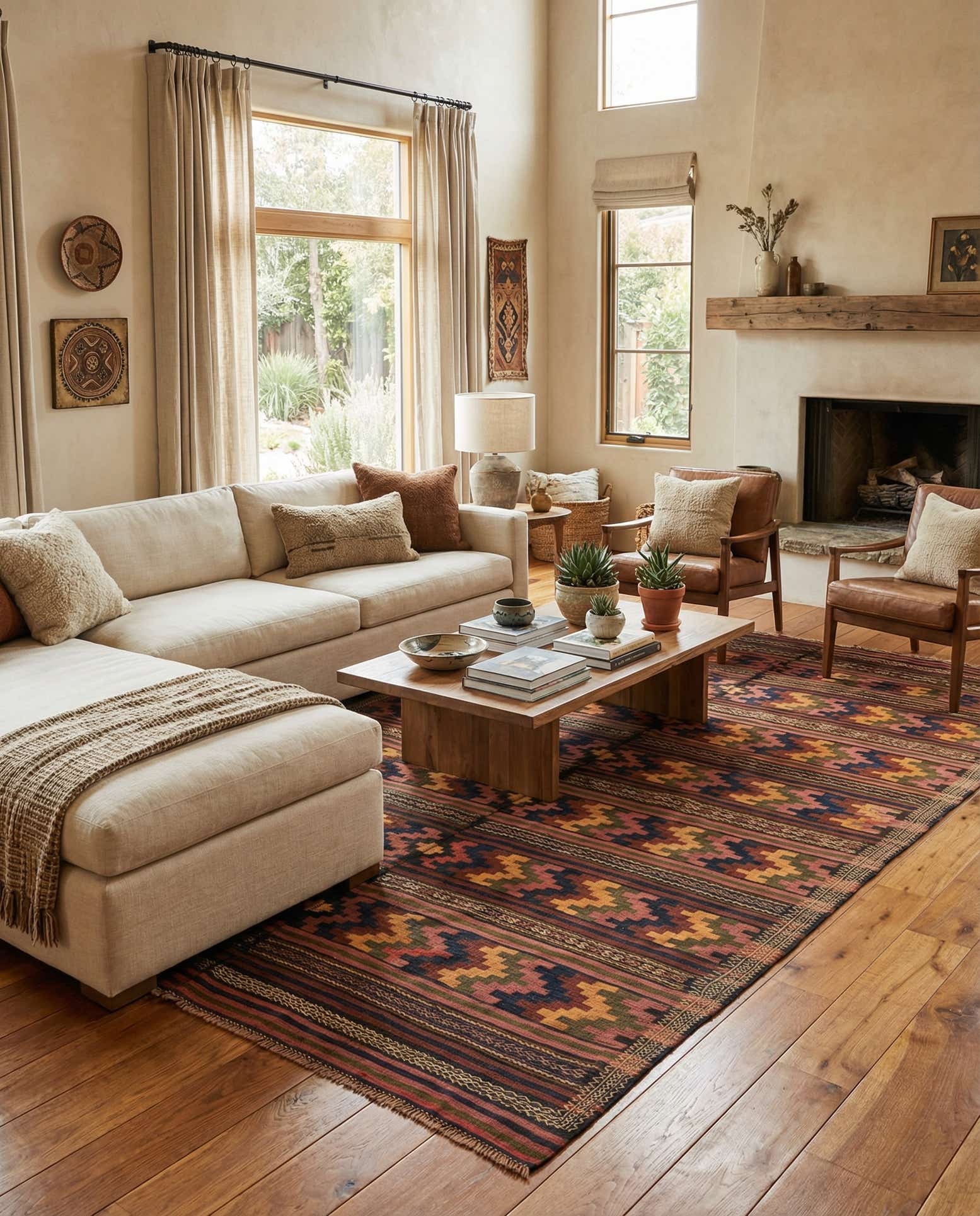 6' 10 x 13' 6 Hand Woven Kilim Fars Wool Rug