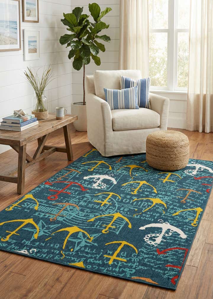 5' x 8' Easy-Clean Coastal Indoor / Outdoor Rug