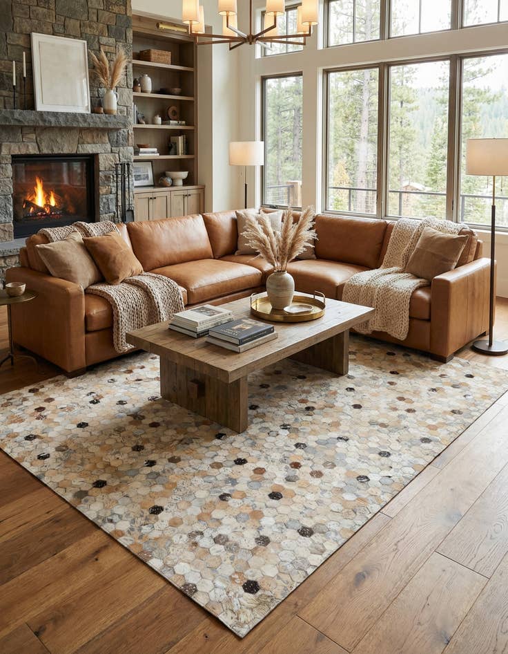 Detail image of 5' 6 x 7' 8 Cowhide Stocks Rug