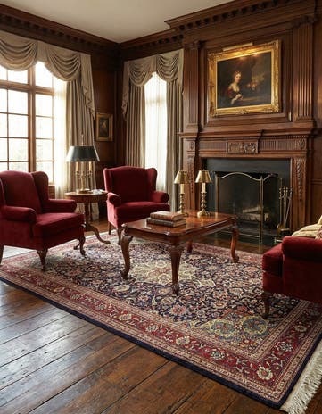 4' 4 x 7' 2 Hand Knotted Kashan Persian Wool Rug