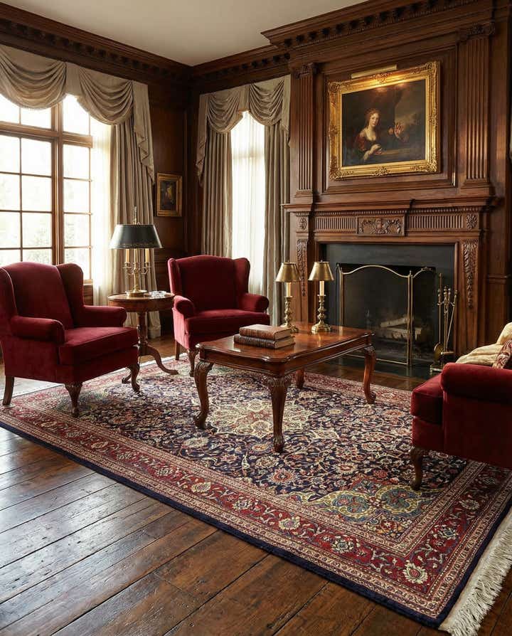 4' 4 x 7' 2 Hand Knotted Kashan Persian Wool Rug