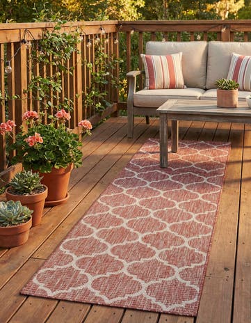 2' 7 x 10' Easy-Clean Trellis Indoor / Outdoor Runner Rug