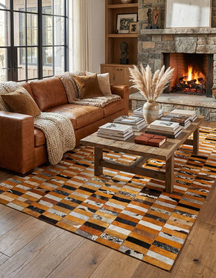 Detail image of 5' x 7' 11 Cowhide - Patchwork Rug