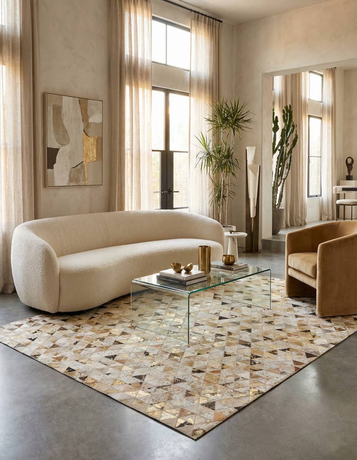 Detail image of 4' 10 x 7' 10 Cowhide Leather Rug