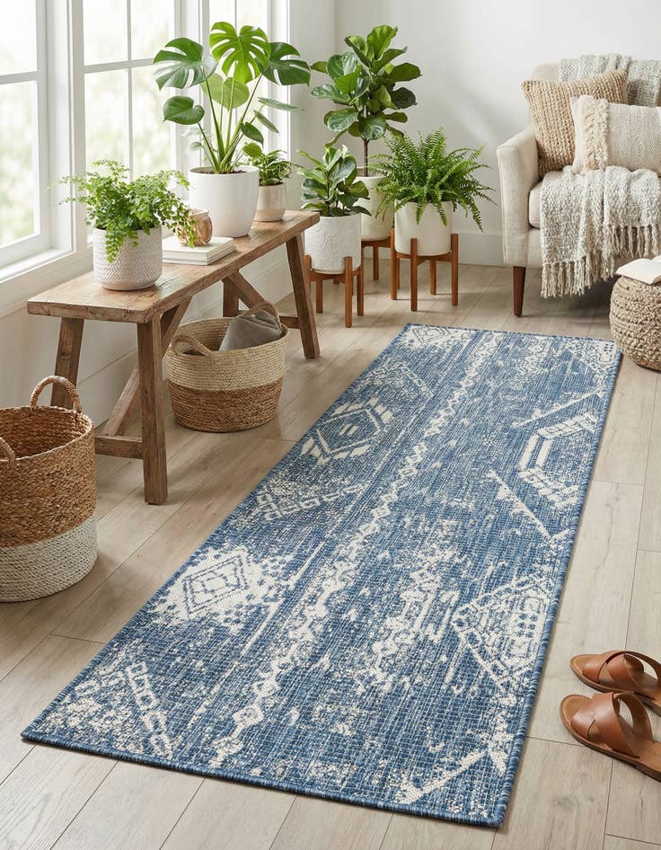 Detail image of 2' x 6'  Washable Bohemian Indoor / Outdoor Runner Rug