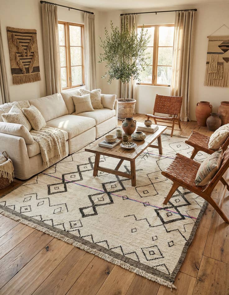 Detail image of 9' x 12' 7  Hand Knotted Moroccan Wool Rug